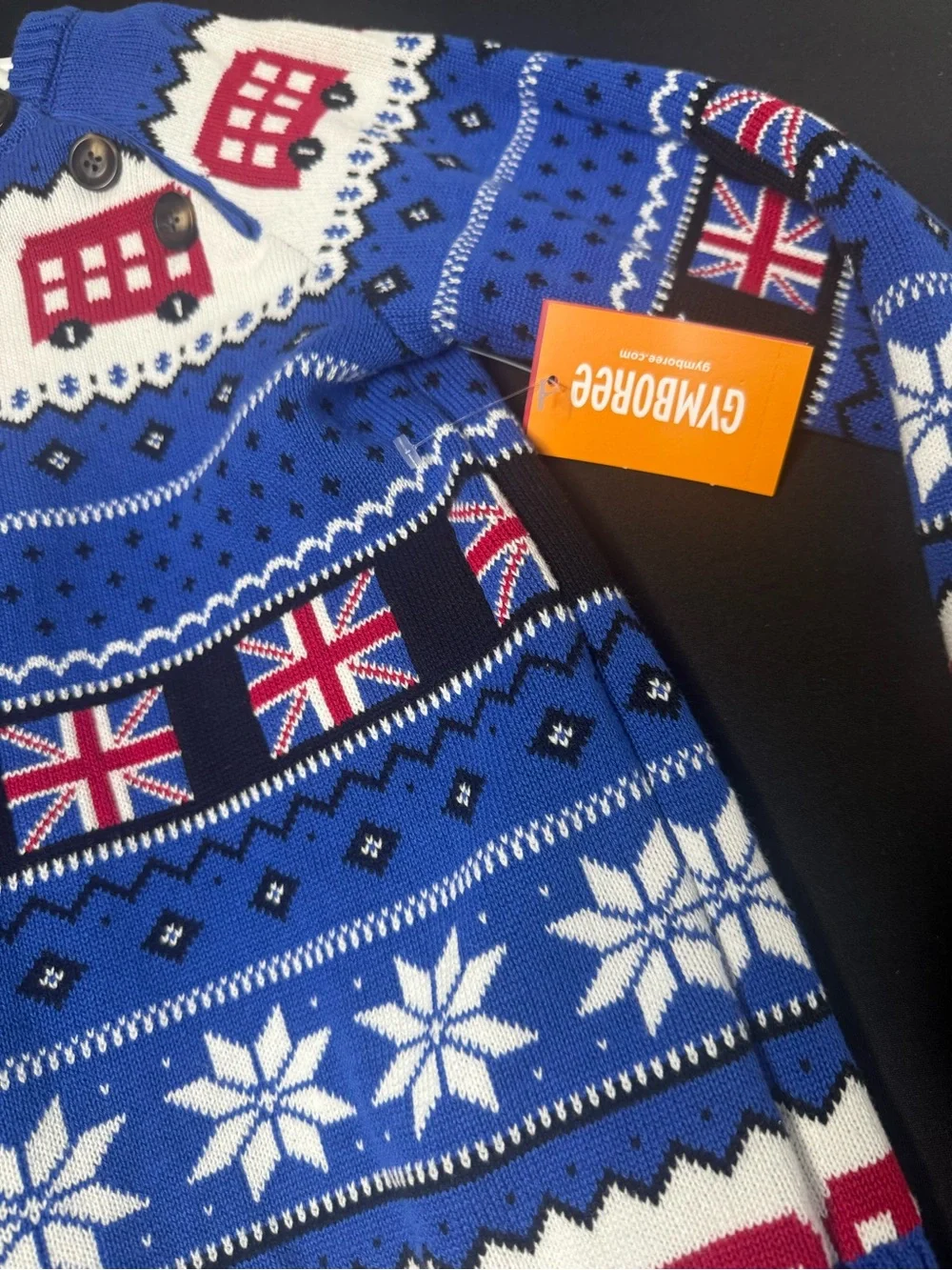 Gymboree Boys' Blue Fair Isle Holiday Sweater with British Motif NWT Size 5T